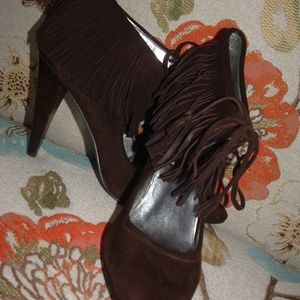 Suede Fringe Shoes Calvin Klein suede heels